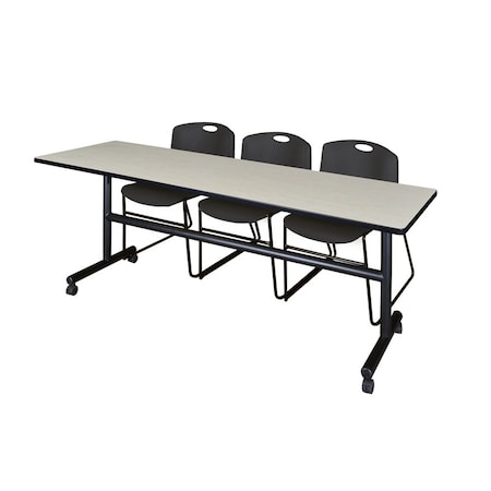 Kobe Rectangle FlipTop Table, 84" W, 29" H, Laminate Top, Maple MKFT8424PL44BK
